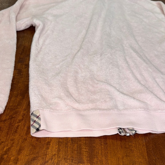 Y2K Burberry London Terry Cloth Feel Light Pink Zip-Up Hoodie - Picture 5 of 14